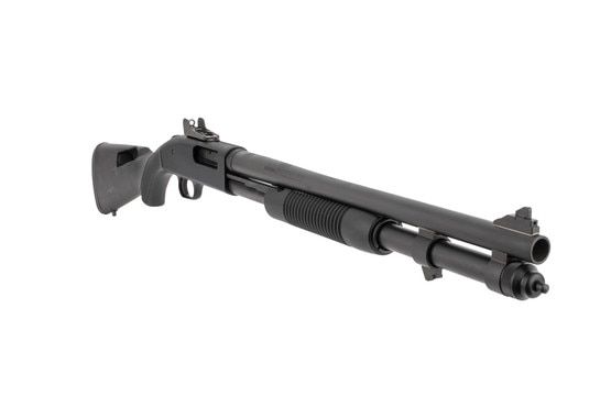 Mossberg 12 gauge 590A1 combat shotgun features a speedfeed stock and ghost ring sights